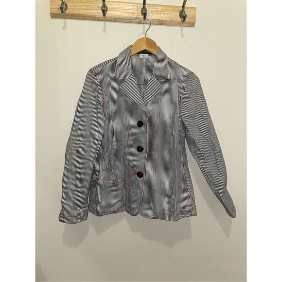 Vintage Harve Bernard pin stripe women’s blazer button down jacket size 10 - Picture 3 of 9